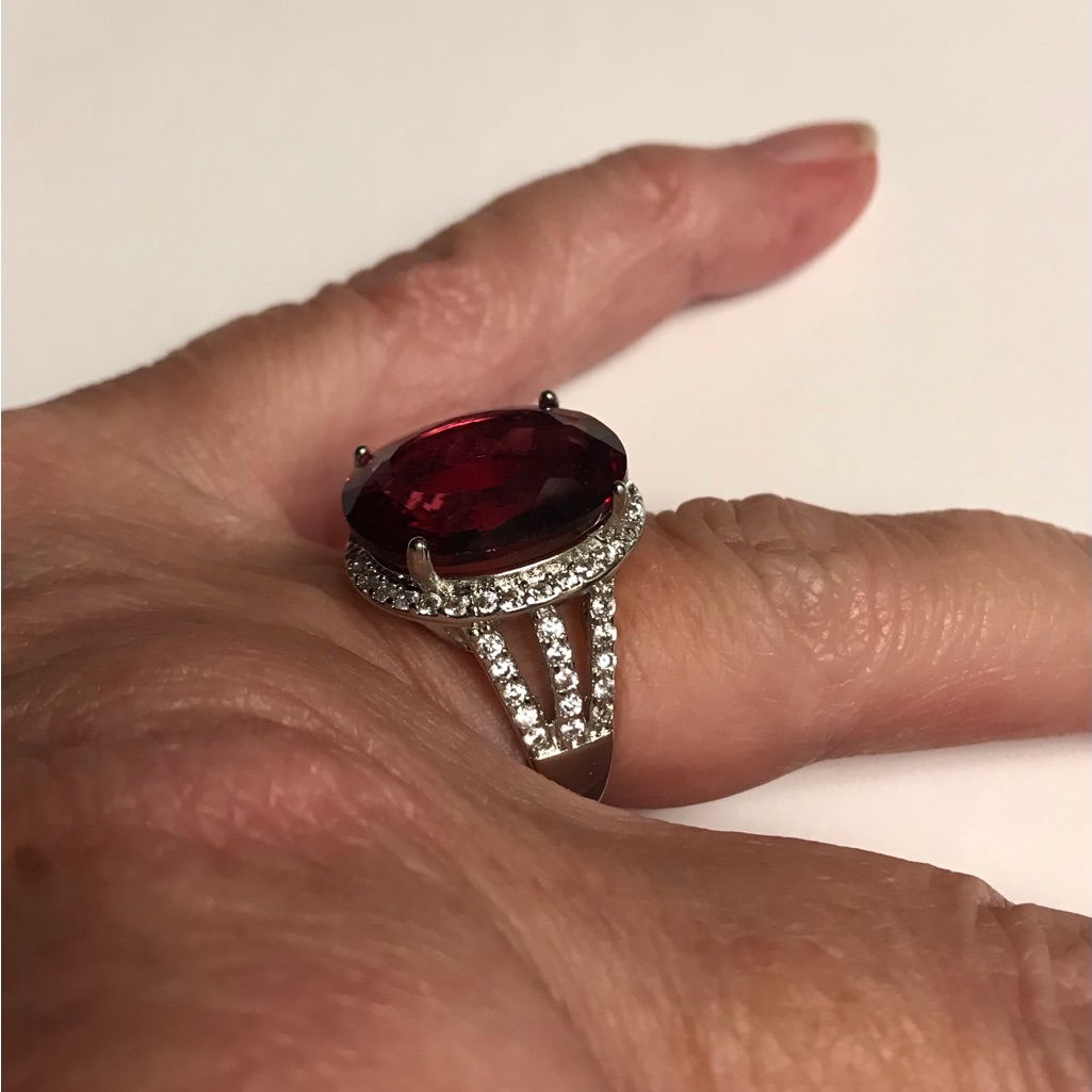 Garnet Stamped 925 Sterling Silver Ring 111$
